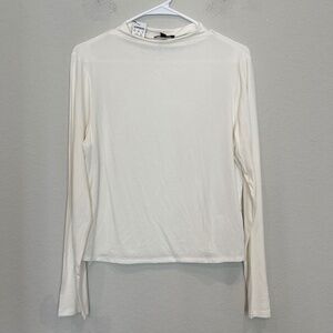 Express Long Sleeve Top Women's L White Mock Neck Rayon Stretch